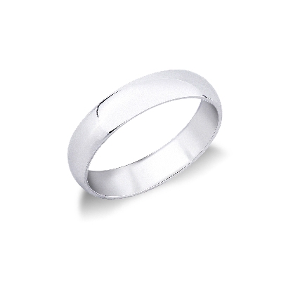 Thick wedding ring in 18k white gold