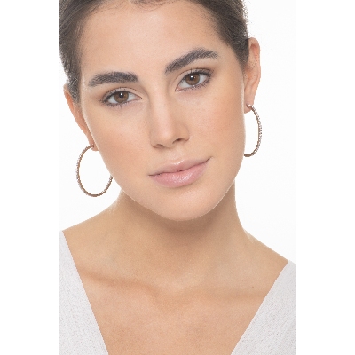 White gold 18k hoop earrings with internal and external diamonds 