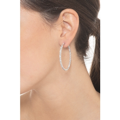 White gold 18k hoop earrings with internal and external diamonds 