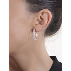 Two rows oval hoop diamonds earrings in white gold 18k 2