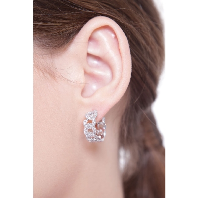 Groumette earrings with diamonds in white gold 18k 