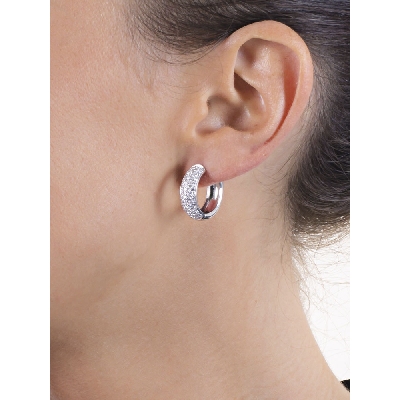 White gold 18k hoop earrings with diamonds pavé