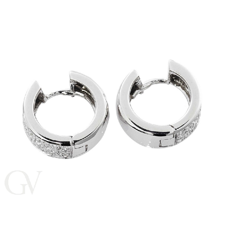 18k white gold hoop earrings with diamonds, 0,60 ct