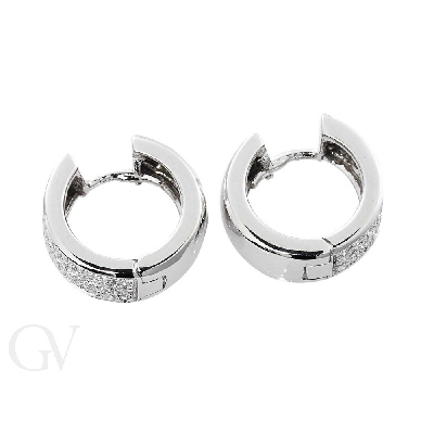 18k white gold hoop earrings with diamonds, 0,60 ct