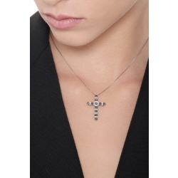 Cross pendant with black and white diamonds 2