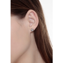 Round diamond stud earrings in white gold 18k, ct 0,30 2