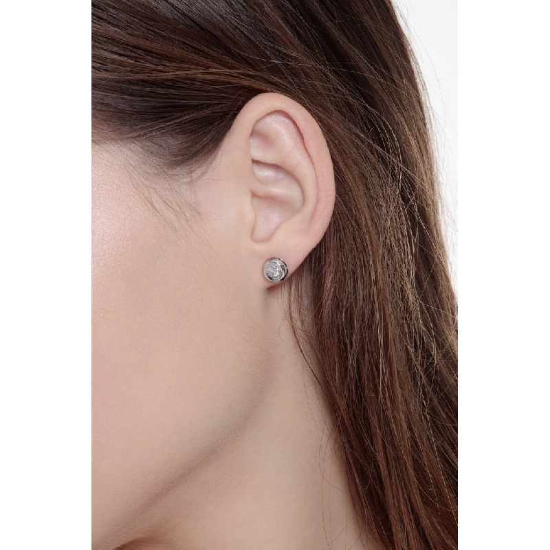 Round diamond stud earrings in white gold 18k, 0,40 ct