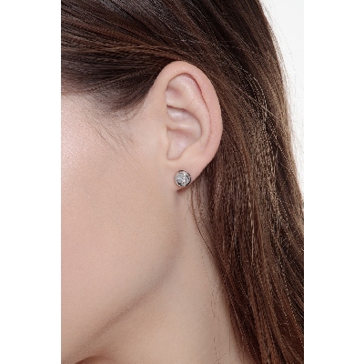 Round diamond stud earrings in white gold 18k, 0,40 ct