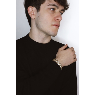 Zircons men iced out chain in yellow gold 18k