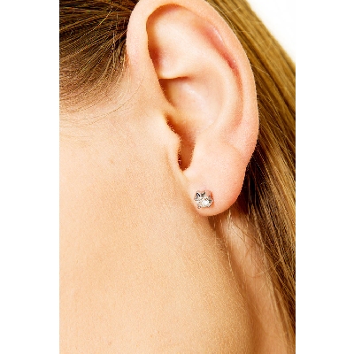 Diamond stud earrings in white gold 18k