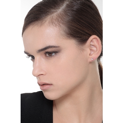 6 prongs diamond stud earrings in white gold 18k, ct 0,16 