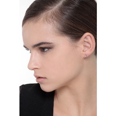 6 prongs diamond stud earrings in white gold 18k, 0,20 ct