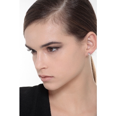 6 prongs diamond stud earrings in white gold 18k, ct 0,50 