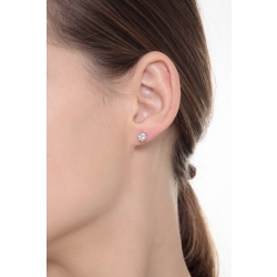 6 prongs diamond stud earrings in white gold 18k, ct 0,50  2