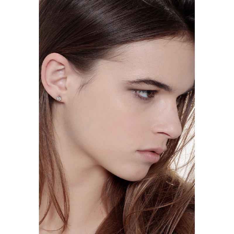 6 prongs diamond stud earrings in white gold 18k ct 0,60 