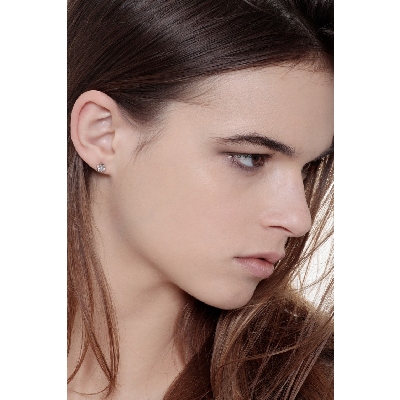 6 prongs diamond stud earrings in white gold 18k ct 0,60 