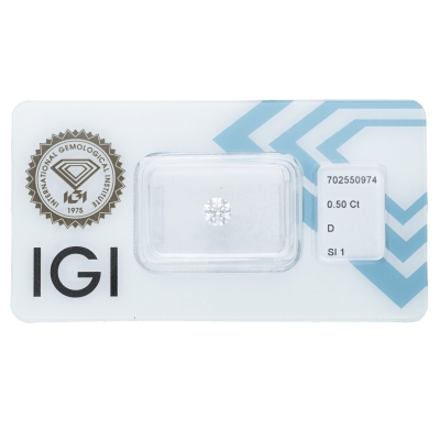 IGI Certified Diamond   CT 0,50   D   SI 1   