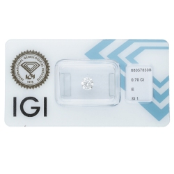 IGI Certified Diamond   CT 0,70   E   SI 1