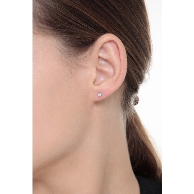 3 claws diamond stud earrings in white gold 18k, 0,12 ct