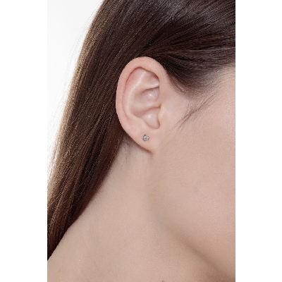 3 prongs diamond stud earrings in white gold 18k 