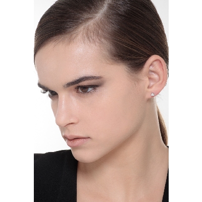 3 prongs diamond stud earrings in white gold, ct 0,30 