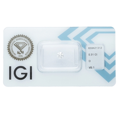IGI Certified Diamond   CT 0,31   D   VS 1      
