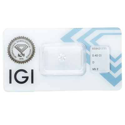 IGI Certified Diamond   CT 0,40   D   VS 2      
