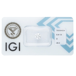 IGI Certified Diamond   CT 0,91   D   VS 2