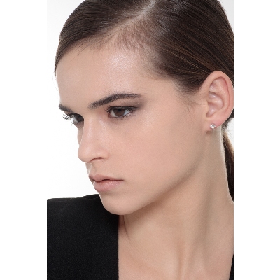 Bezel diamond stud earrings in white gold, ct 0,50 