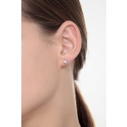 Bezel diamond stud earrings in white gold, ct 0,50  2