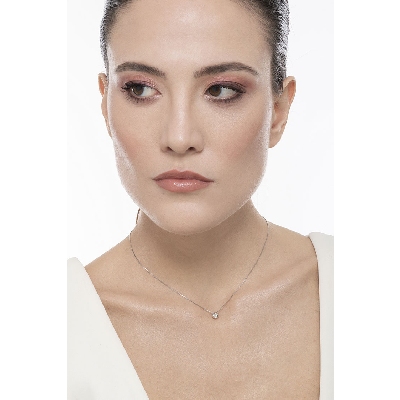 18k white gold full bezel solitaire necklace with 0.05 ct diamond