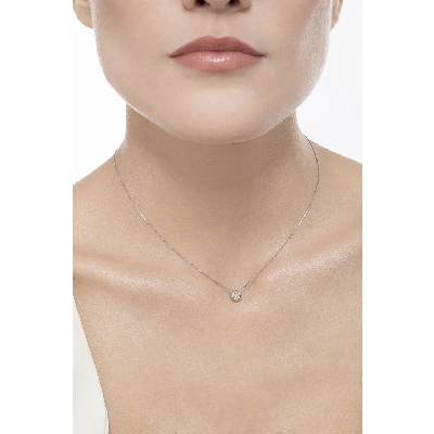 18k white gold full bezel necklace with 0.10 ct diamond