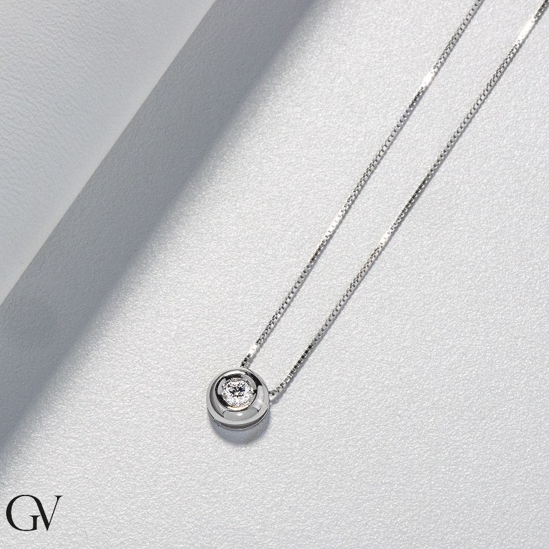 18k white gold full bezel solitaire necklace with 0.25 ct diamond 18k white gold full bezel solitaire necklace with 0.25 ct diamond