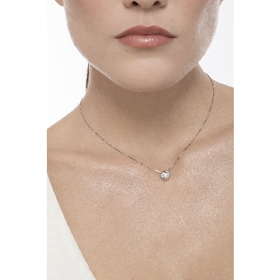 18k white gold full bezel solitaire necklace with 0.25 ct diamond