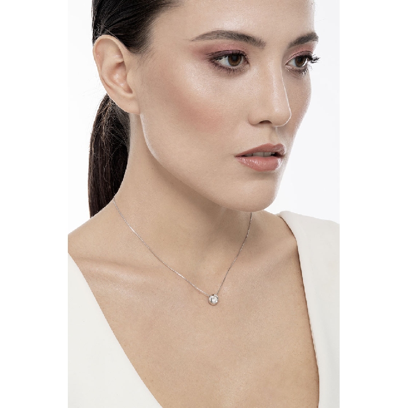 18k white gold full bezel solitaire necklace with 0.30 ct diamond 18k white gold full bezel solitaire necklace with 0.30 ct diamond