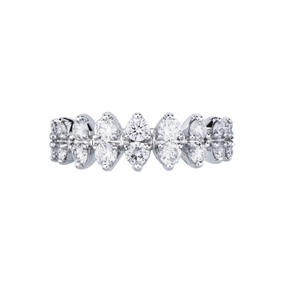 White gold 18k ring with diamonds marquise cut