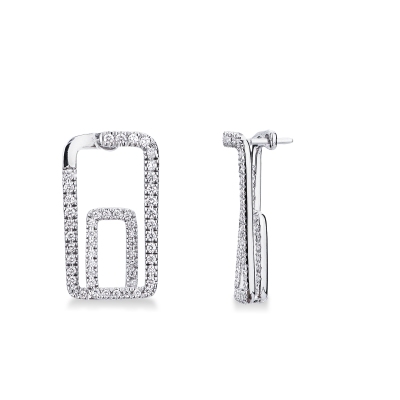 Geometric earrings in 18k white gold with diamonds