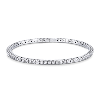 Elastic tennis bracelet in 18k white gold with diamonds
