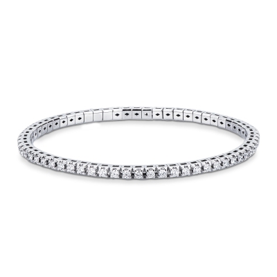 Diamond elastic tennis bracelet in white 750