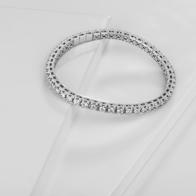 Elastic tennis bracelet with diamonds in 18k white gold