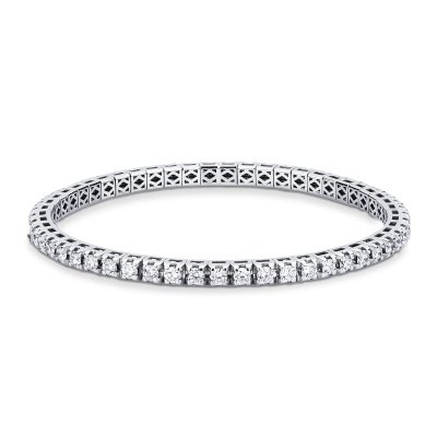 Elastic tennis bracelet with diamonds in 18k white gold