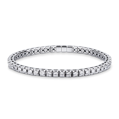 Tennis bracelet elastic in white gold 18k with diamonds