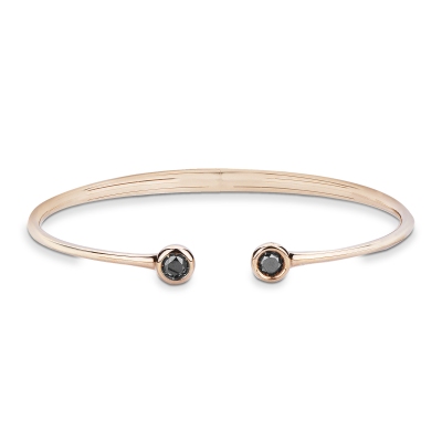 Rigid bracelet in rose gold 18k with black diamonds