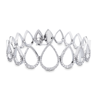 18k White Gold Bracelet with Diamonds Drops