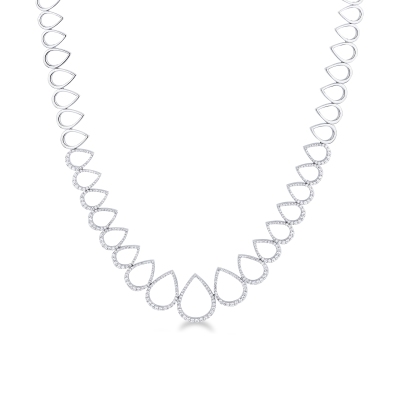 18k White gold designer necklace with diamond drops