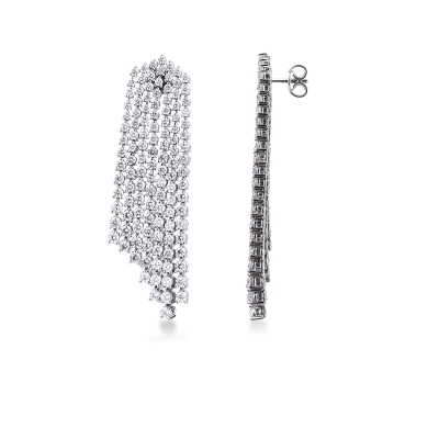 Drop tennis earrings in 18k white gold with diamonds