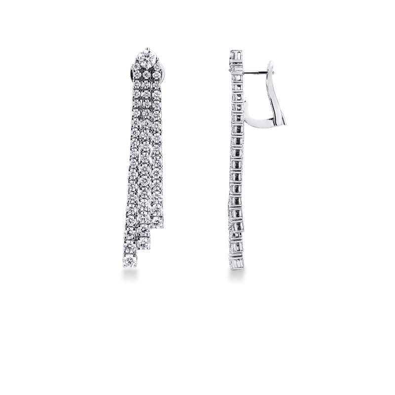 Tennis drop diamond earrings in white gold 750  Tennis drop diamond earrings in white gold 750