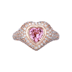 750 rose gold signet ring with pink heart sapphire and diamonds 2