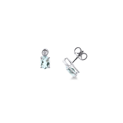 White gold 750 earrings with aquamarines and diamonds