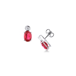 Earrings in 18k white gold with rubies and diamonds